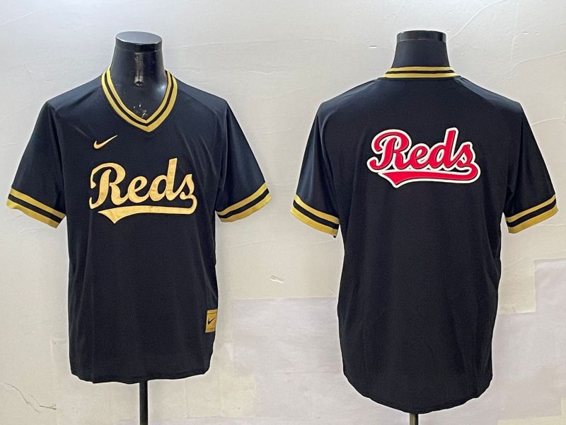 Men Cincinnati Reds Blank Black Gold Game 2025 Nike MLB Jersey style 4->cincinnati reds->MLB Jersey